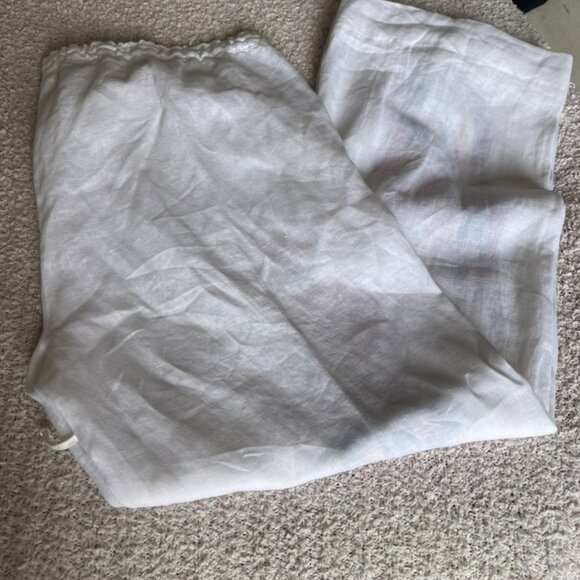 Johnny Was White 100% Linen Embroidered wide leg pants size Large - Picture 5 of 6